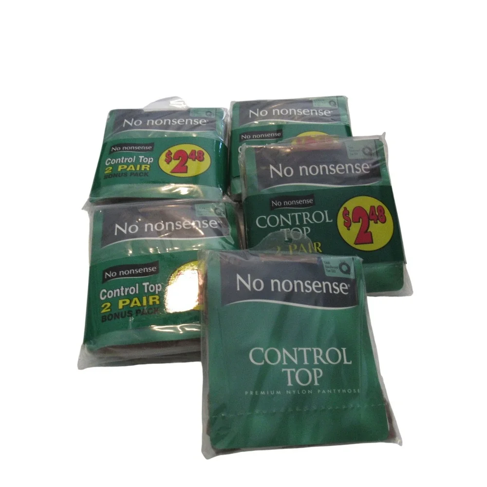 No‎ Nonsense Control Top Pantyhose Bundle 5pk Tan Off Black Queen Q2 Vintage New